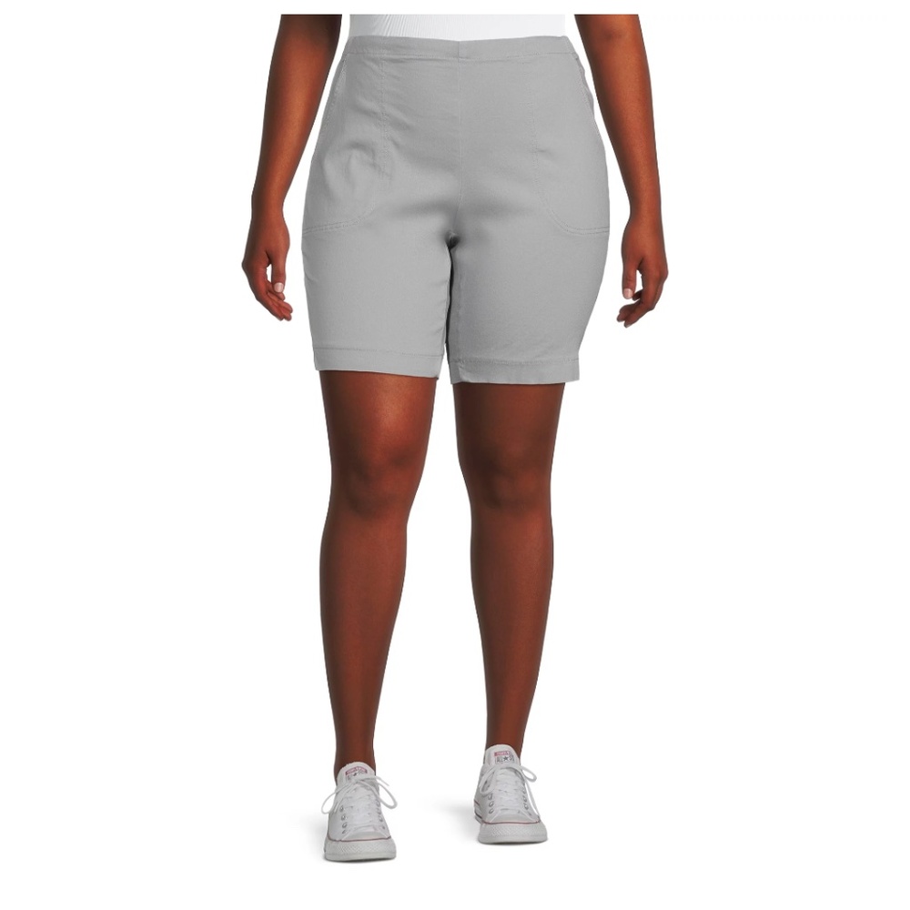 Just My Size Women’s Elastic Waist Stretch Gray Shorts 2X NEW